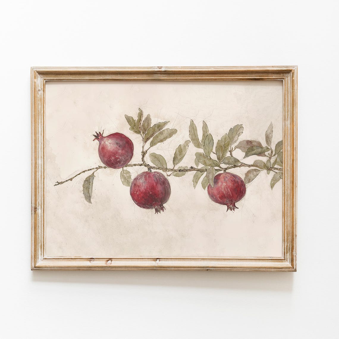 Pomegranate Branch Vintage Botanical Fruit Holiday Decor Poster