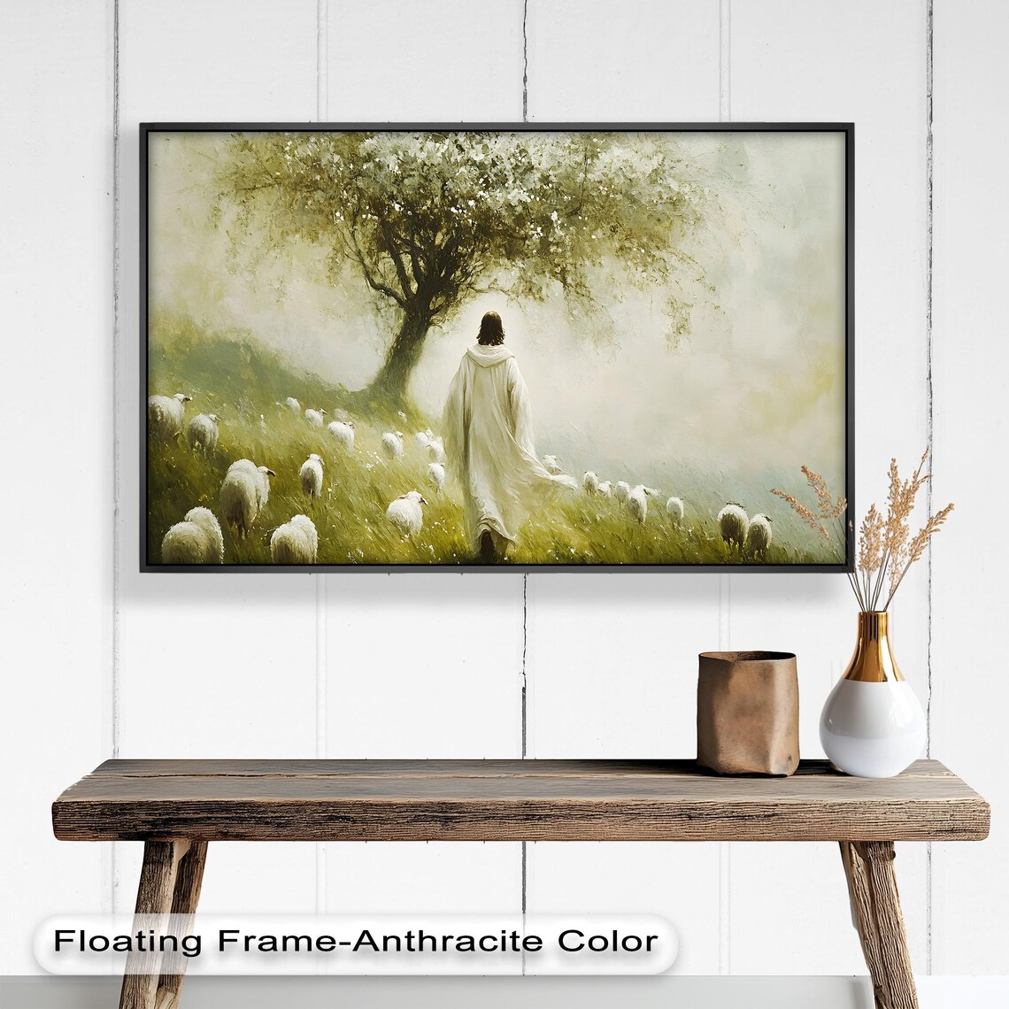 Jesus Shepherd Oil Painting, Christian Wall Art - Image 3
