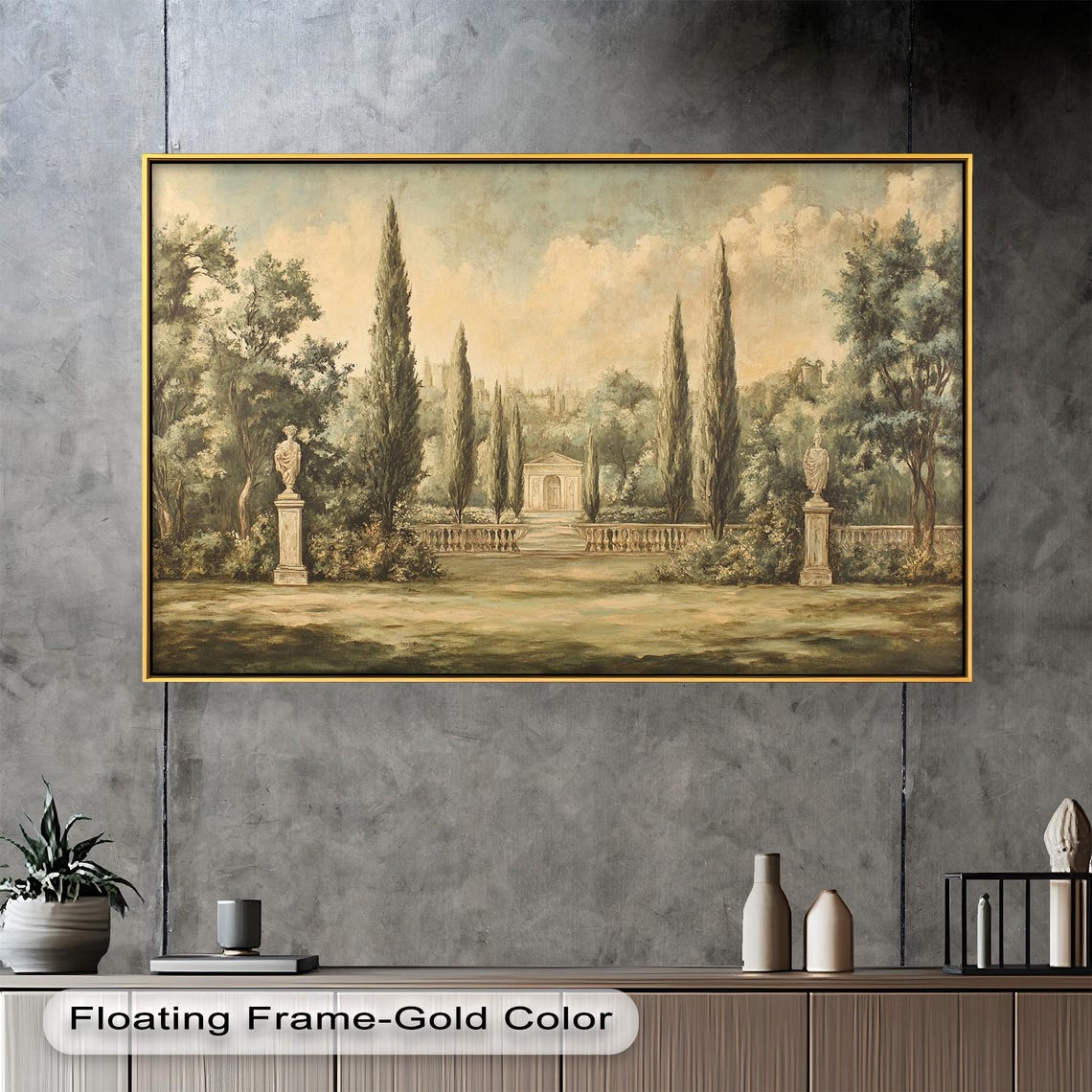 Tuscan Garden Art Print, Classic Landscape Decor
