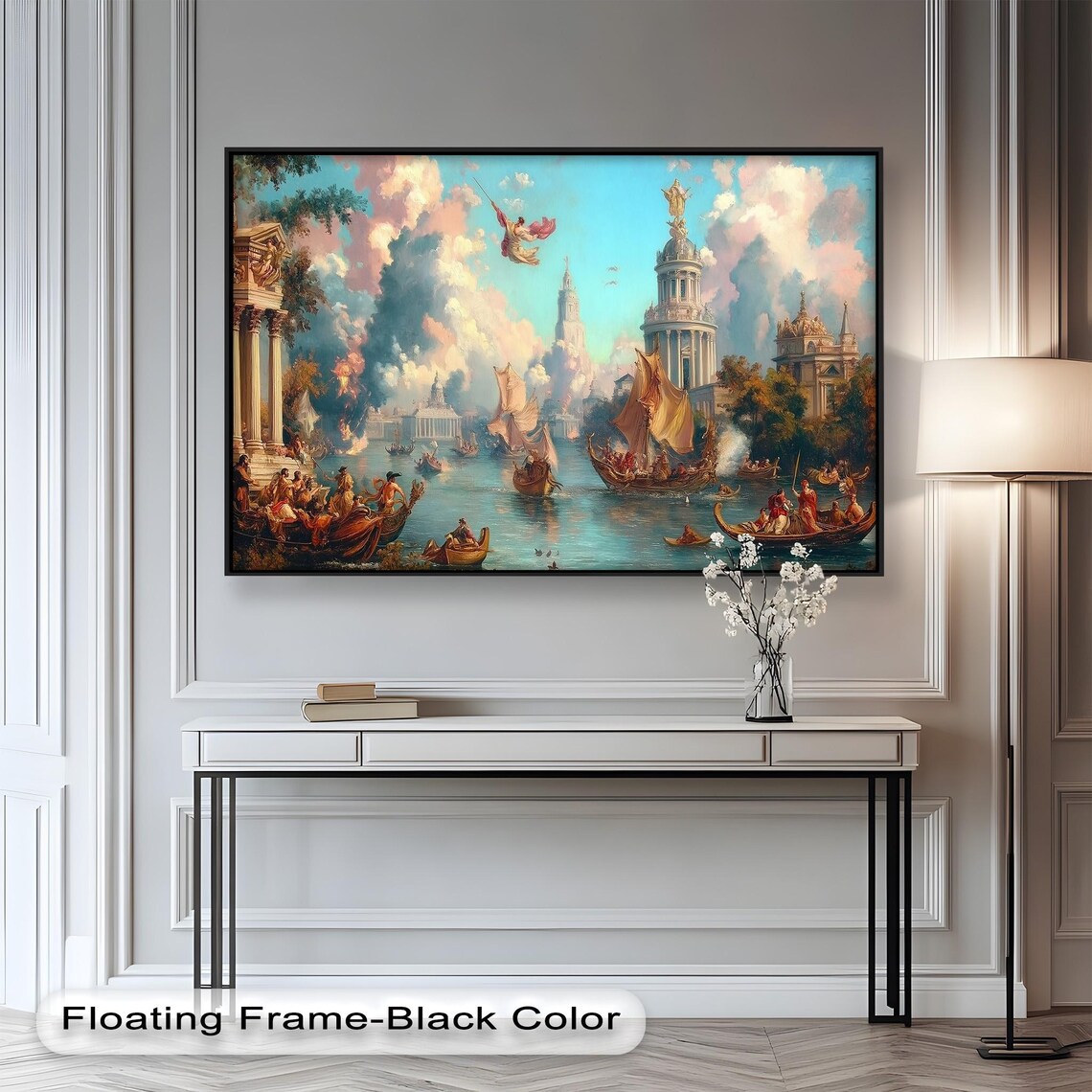 Renaissance Harbor Art Print, Classical Seaside Scene