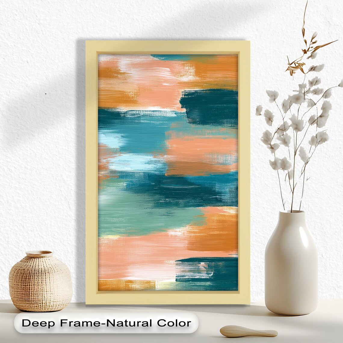 Teal Terracotta Abstract, Modern Brush Stroke Art Print - Image 2