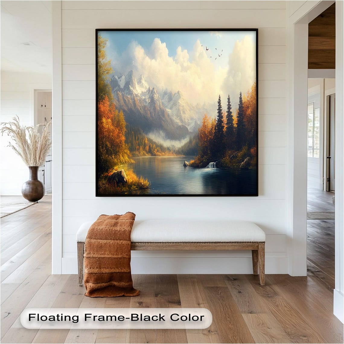 Mountain Lake, Serene Autumn Landscape Art Print - Image 4