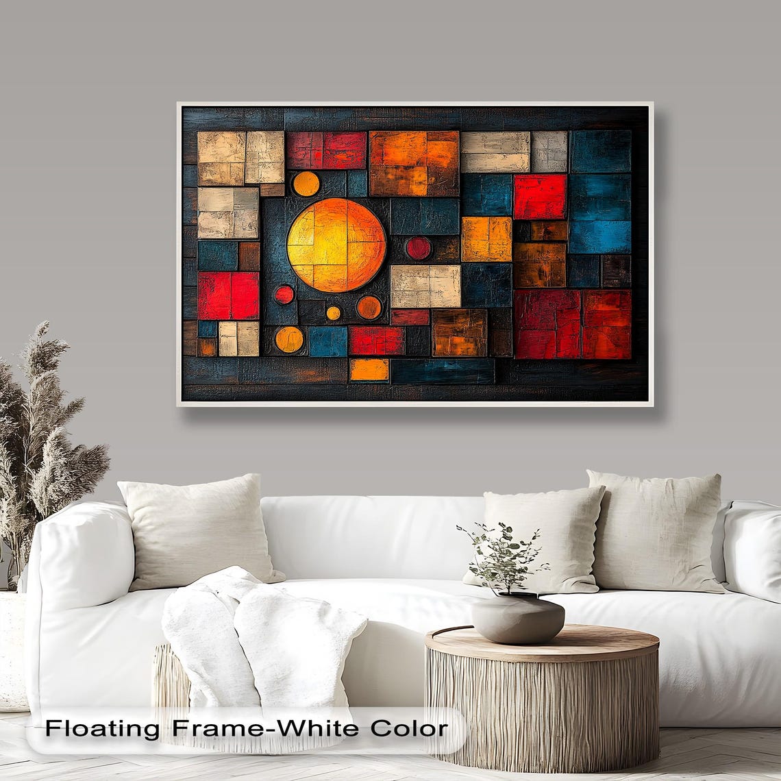 Colorful Abstract Oil Painting, Modern Cubism - Image 3