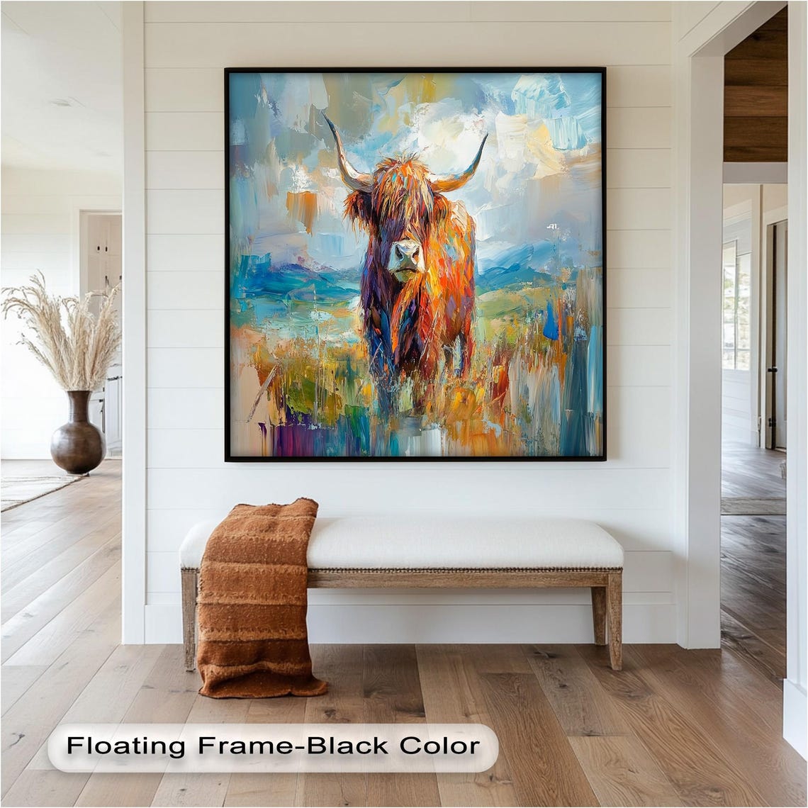 Highland Cow Art Print, Rustic Living Room Decor - Image 2