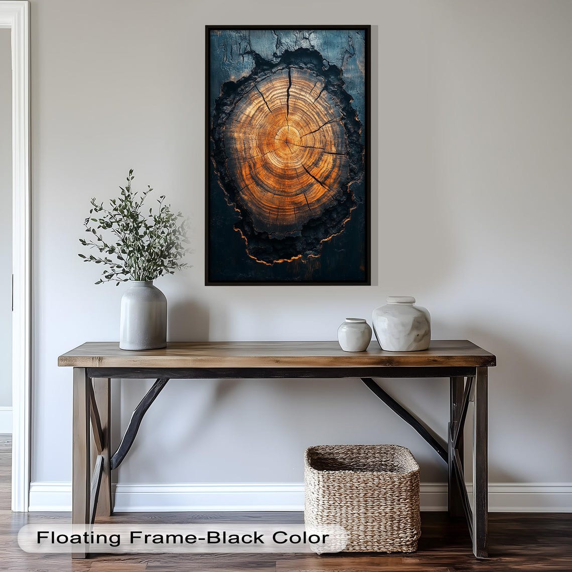 Tree Ring Oil Painting On Wood, Rustic Nature Decor - Image 4