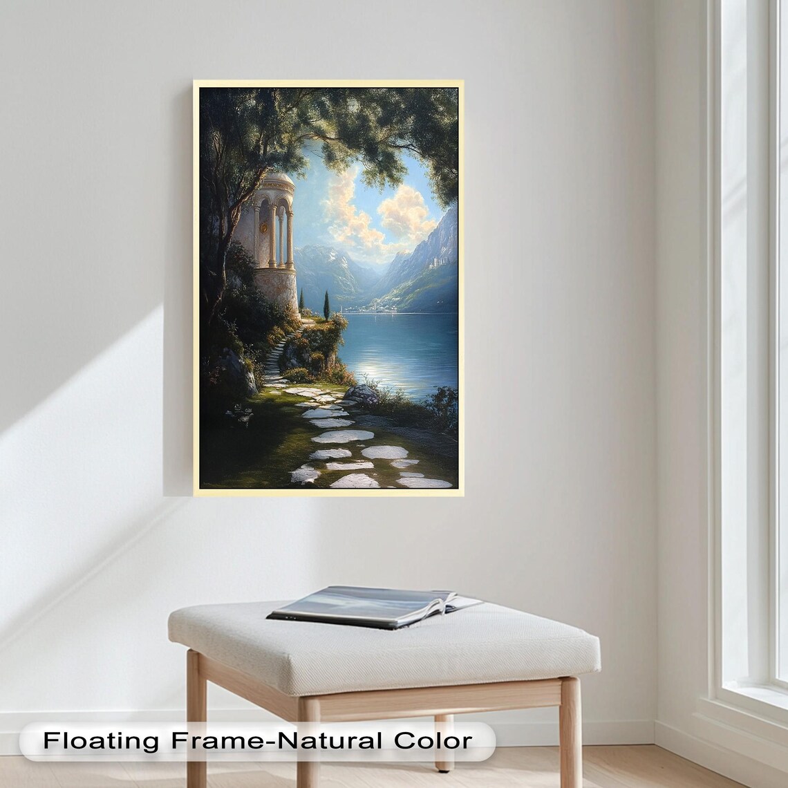 Temple By The Lake, Serene Nature Landscape Print - Image 4