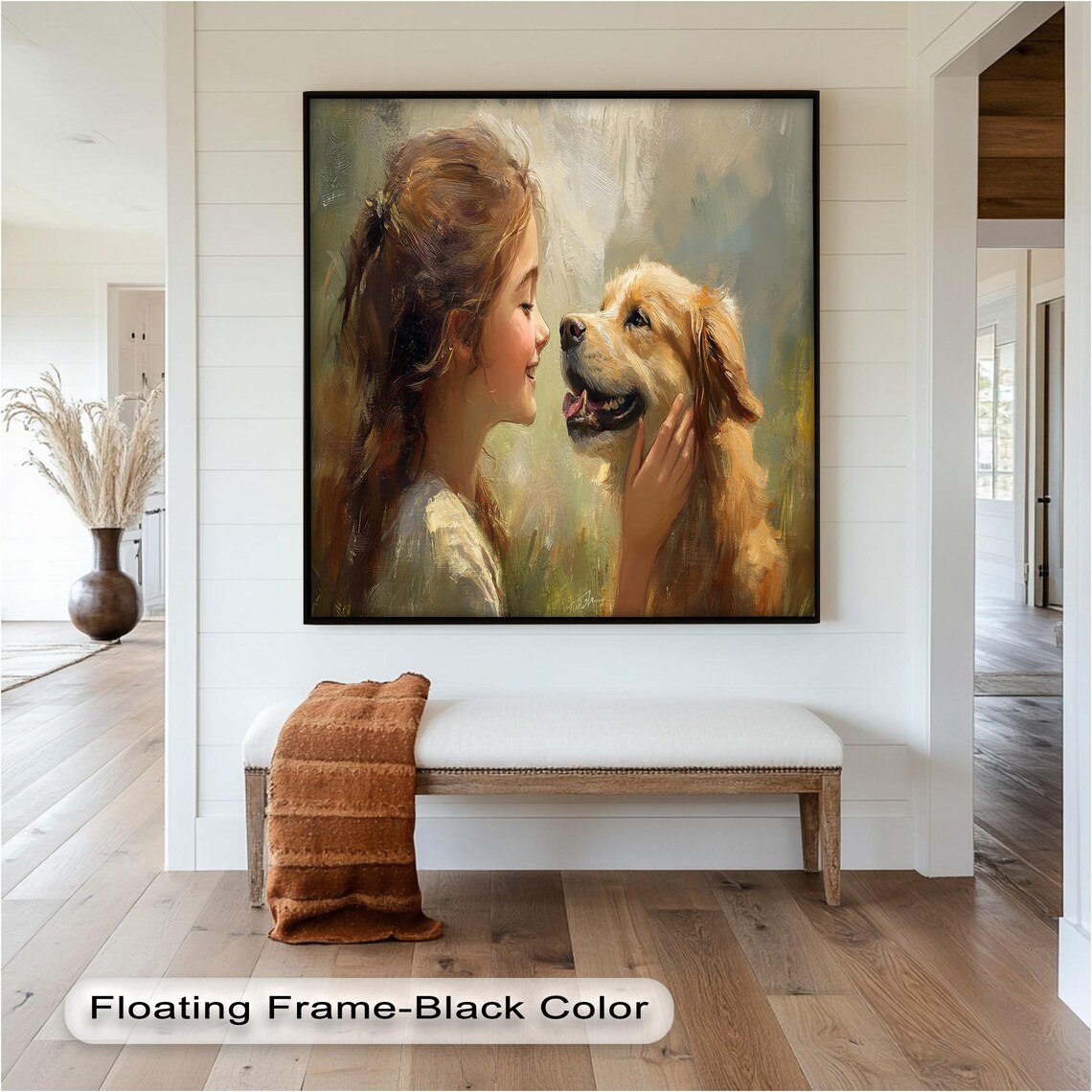 Girl And Dog, Heartwarming Pet Portrait Art Print - Image 2