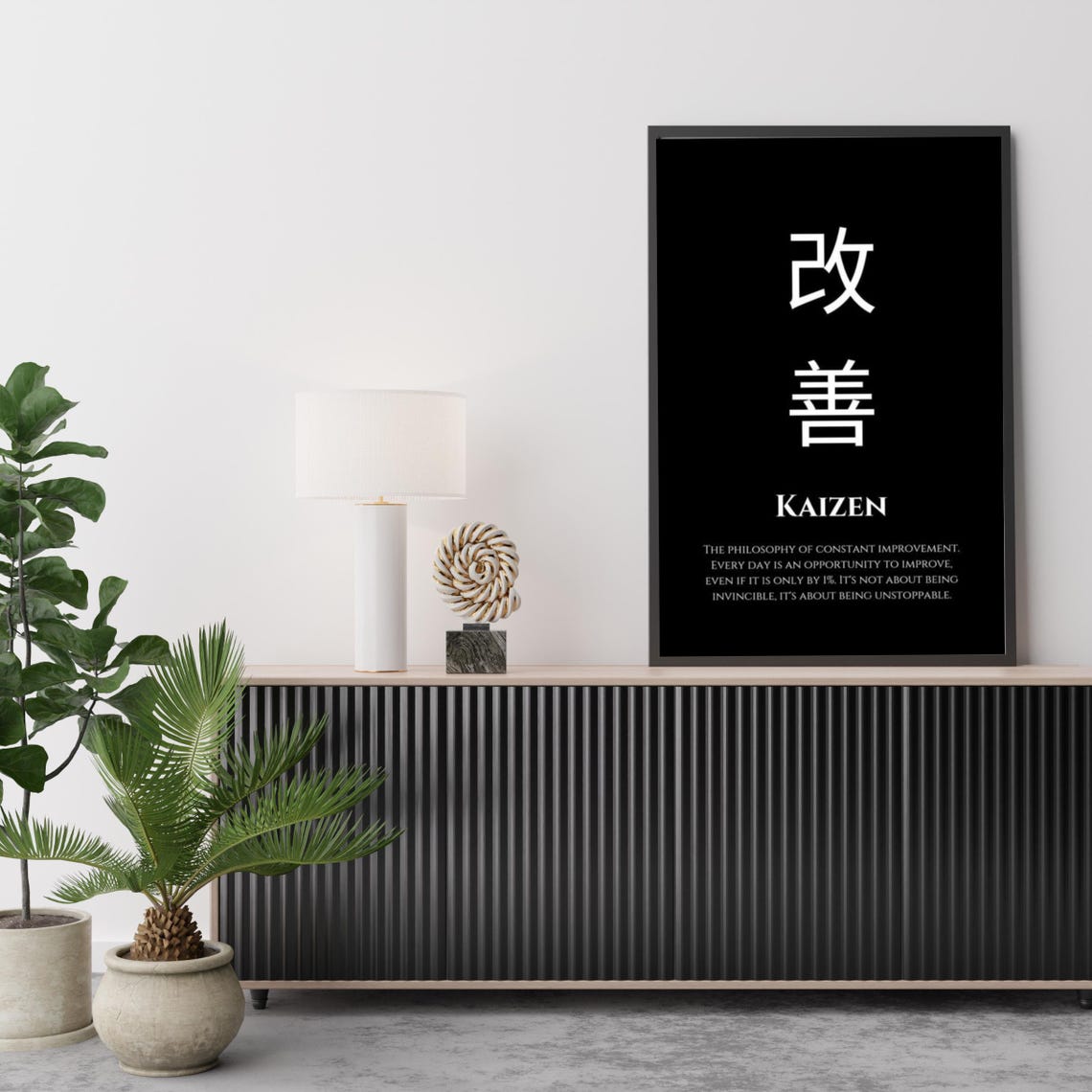 Kaizen Philosophy Constant Improvement Japanese Quote Black Poster
