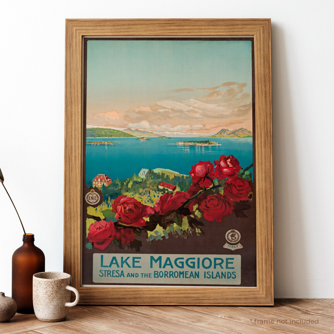 Lake Maggiore Stresa Borromean Islands Vintage Italy Travel Poster