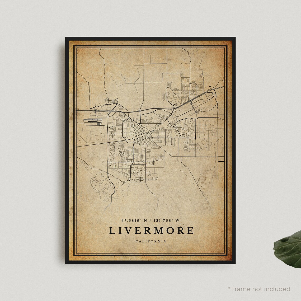Livermore California Vintage City Map Sepia Style Wall Poster