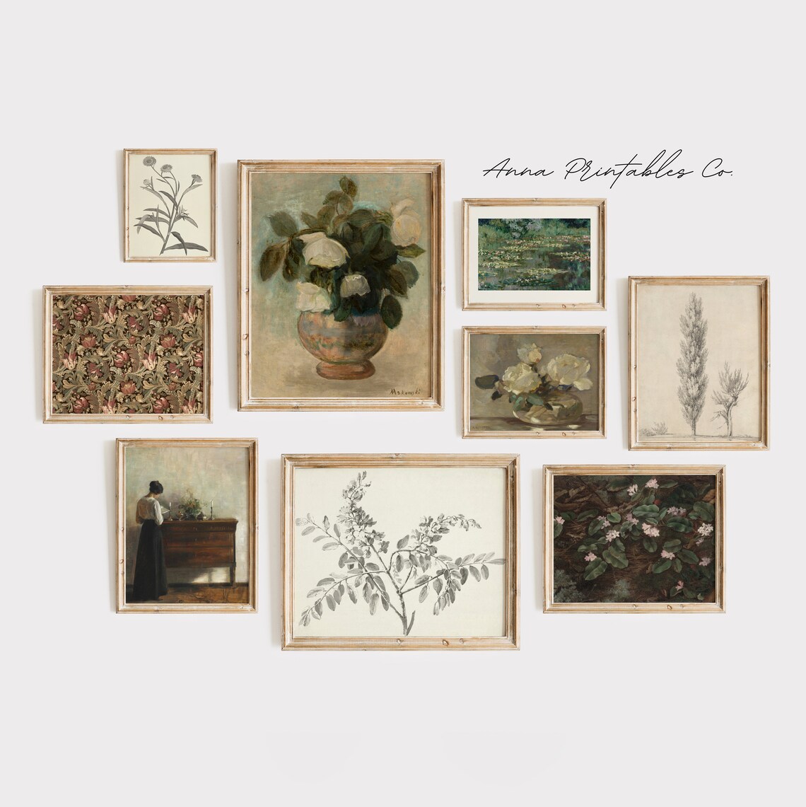 Green and Neutral Vintage Farmhouse Art Print Set