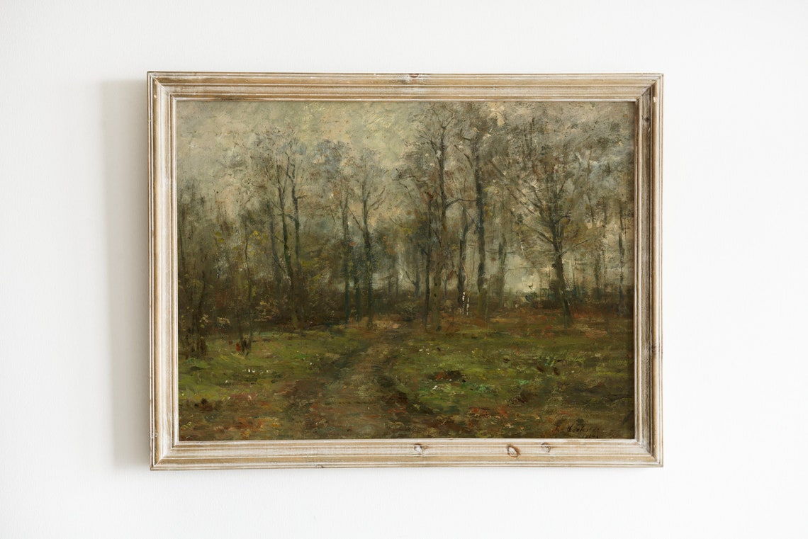 Antique Forest Landscape Vintage Moody Woodland Trees Poster - Image 2