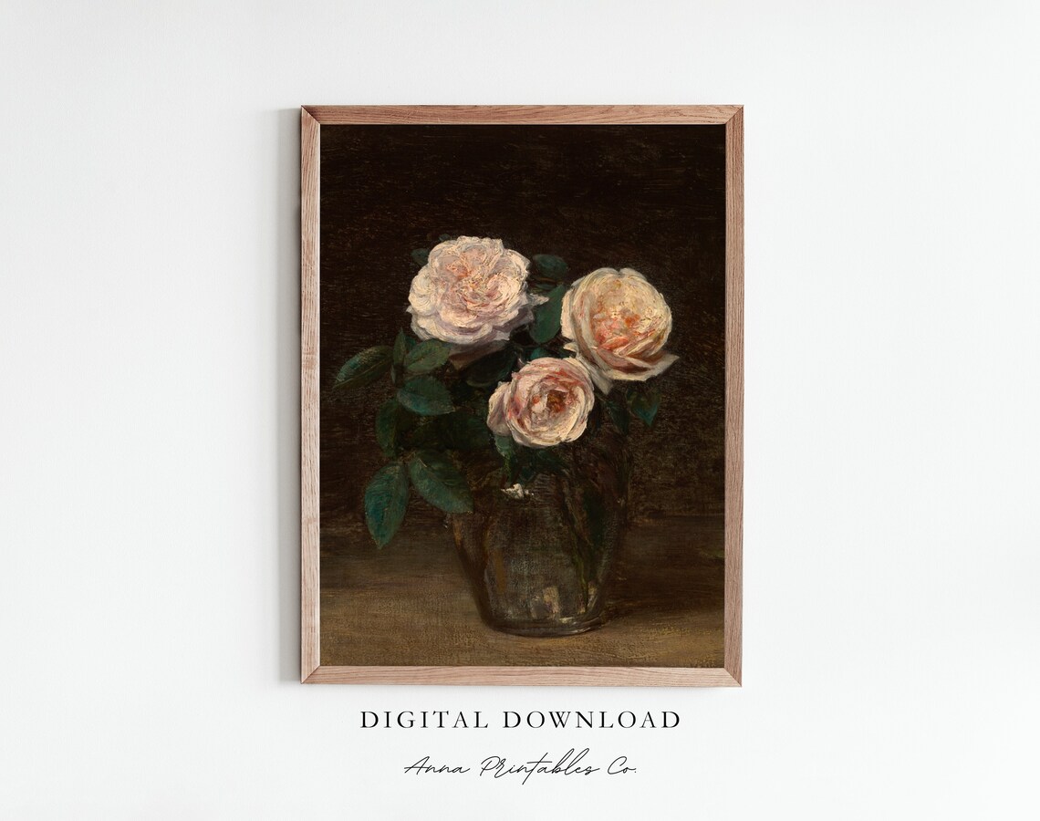 Moody Floral Art Print, Dark Academia Decor