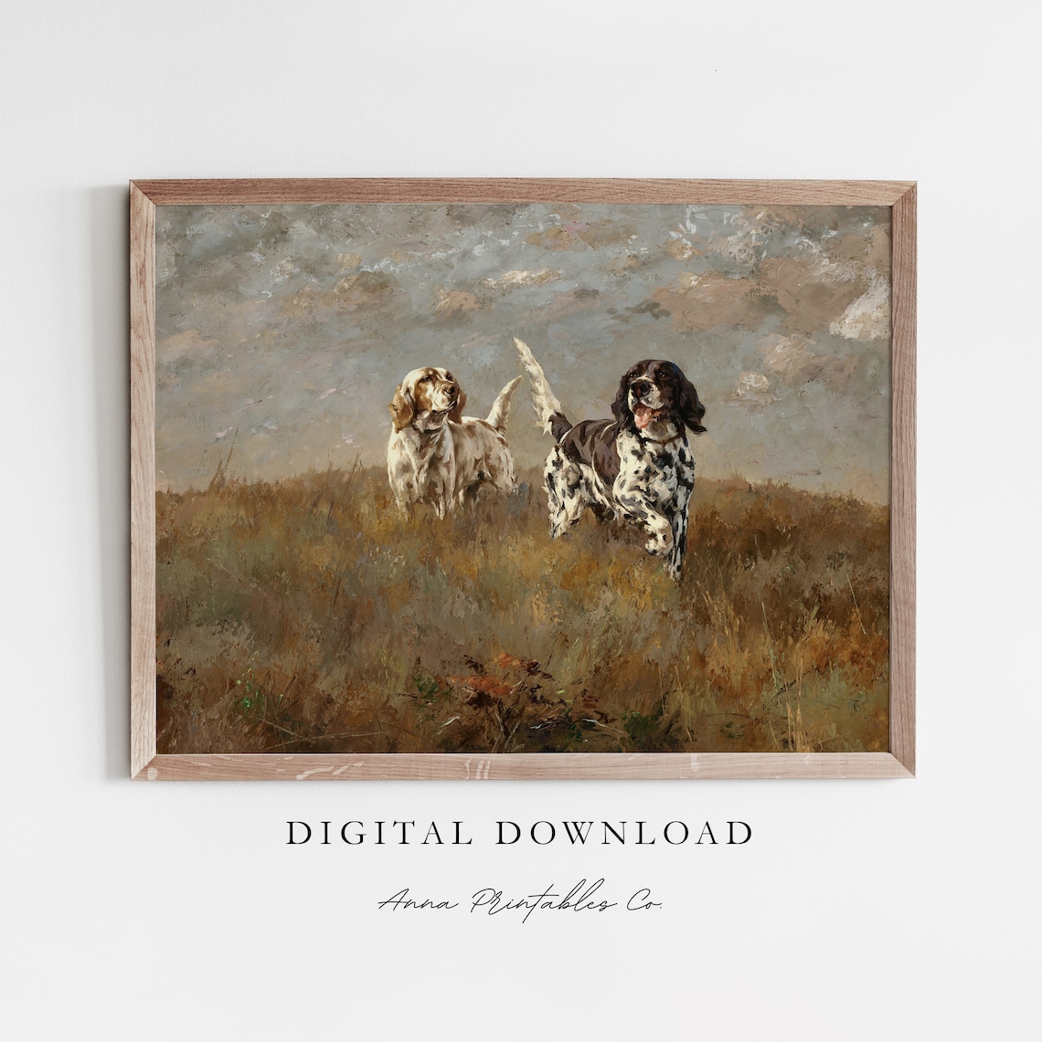 Setters On The Hunt Vintage Dog Art Print