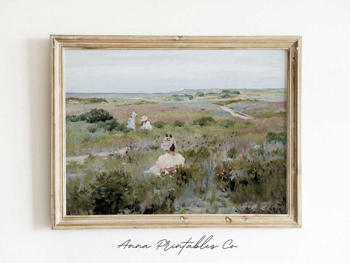 Antique Woman In Wildflowers Coastal Vintage Meadow Garden Poster - Image 2