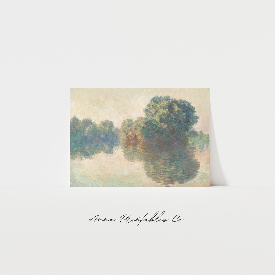 Claude Monet The Seine At Giverny Painting Antique River Landscape Wall Art Impressionist Wall Decor Print