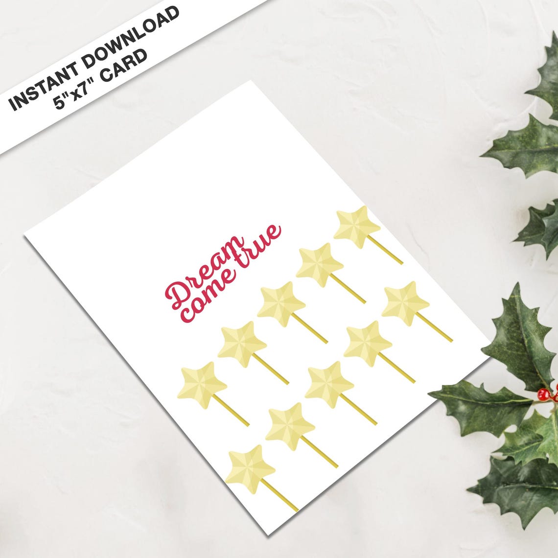 Dream Come True Golden Star Wands Card Instant Download Poster - Image 3