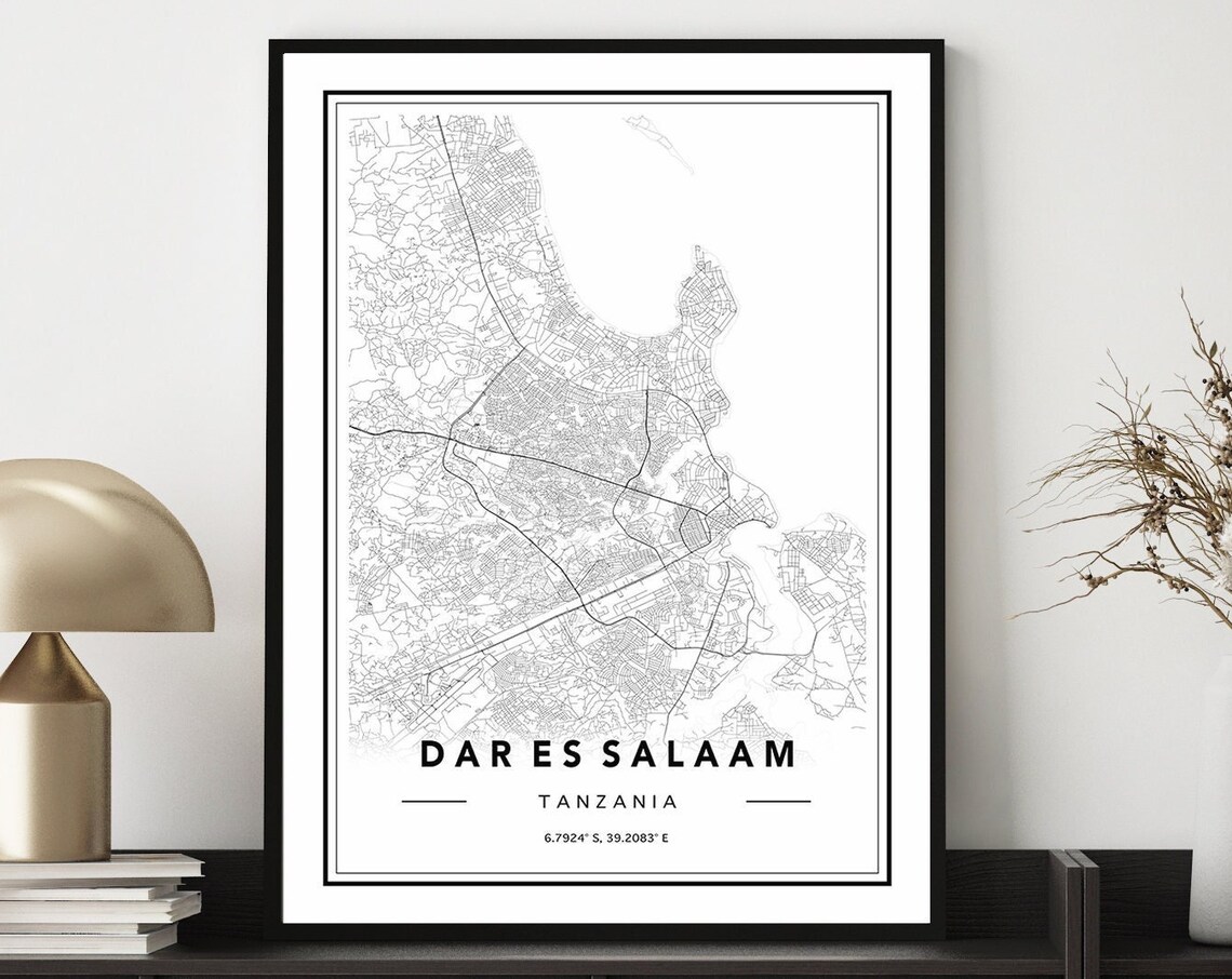 Minimalist Dar es Salaam Tanzania Black and White City Map Poster
