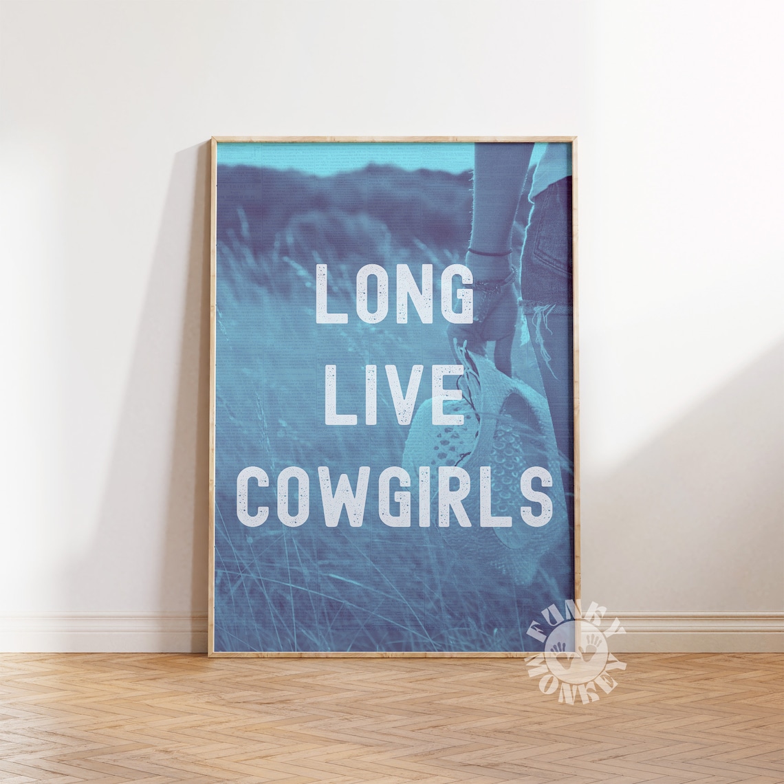 Long Live Cowgirls Blue Retro Western Typography Quote Poster
