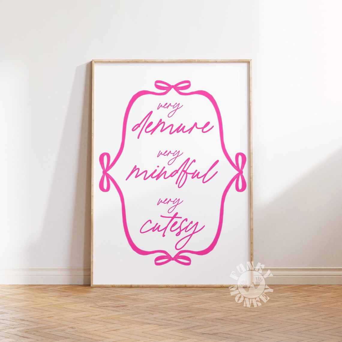 Very Demure Very Mindful Very Cutesy Pink Ribbon Bow Quote Poster - Image 2