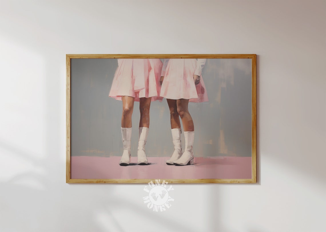 Pink Mini Skirts White Go-Go Boots Cropped Trendy Fashion Poster - Image 3