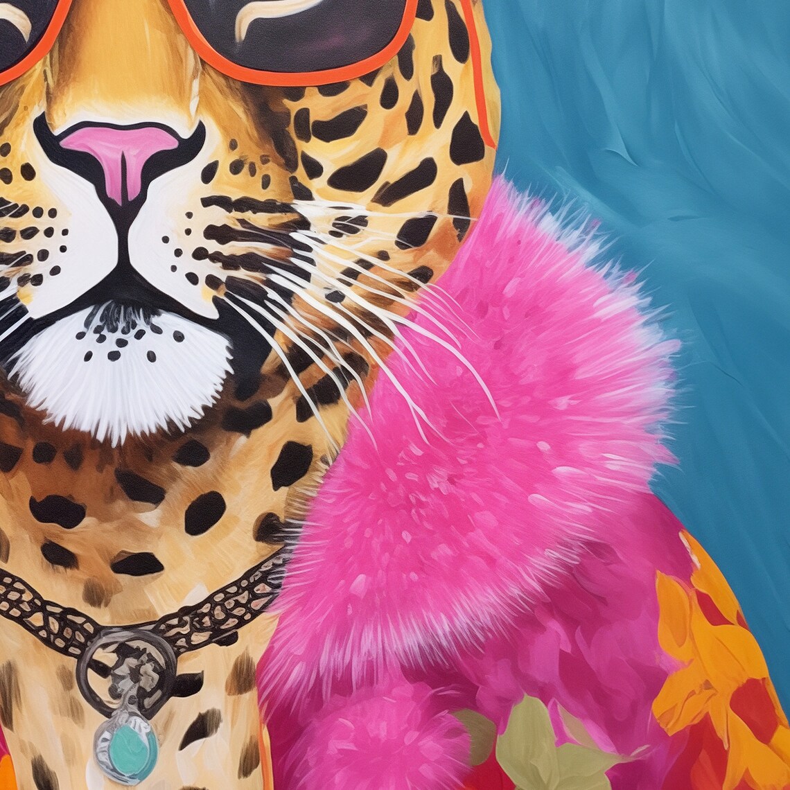 Funky Leopard Art Print, Maximalist Decor