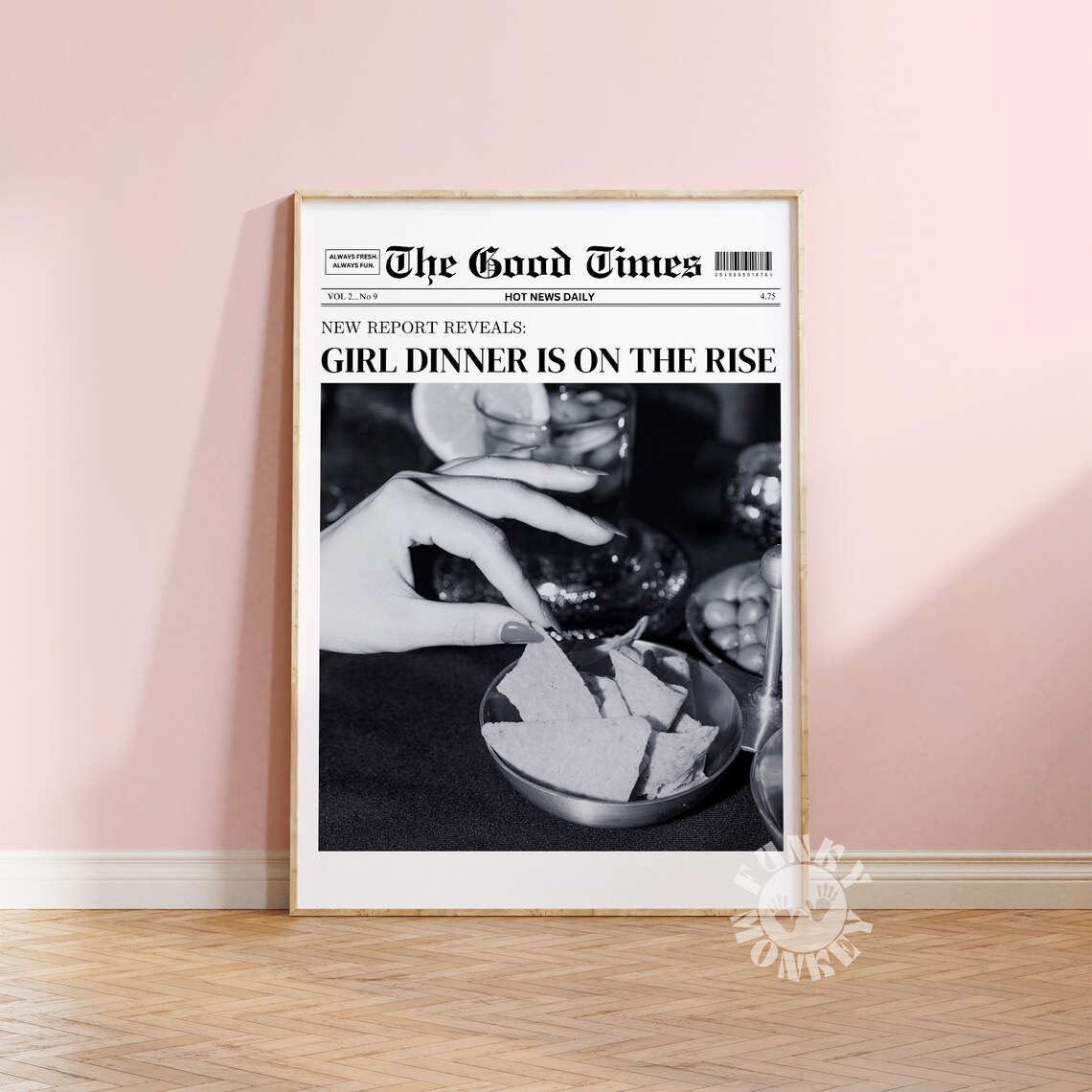 Girl Dinner Is On The Rise Funny Good Times Newspaper Headline Poster