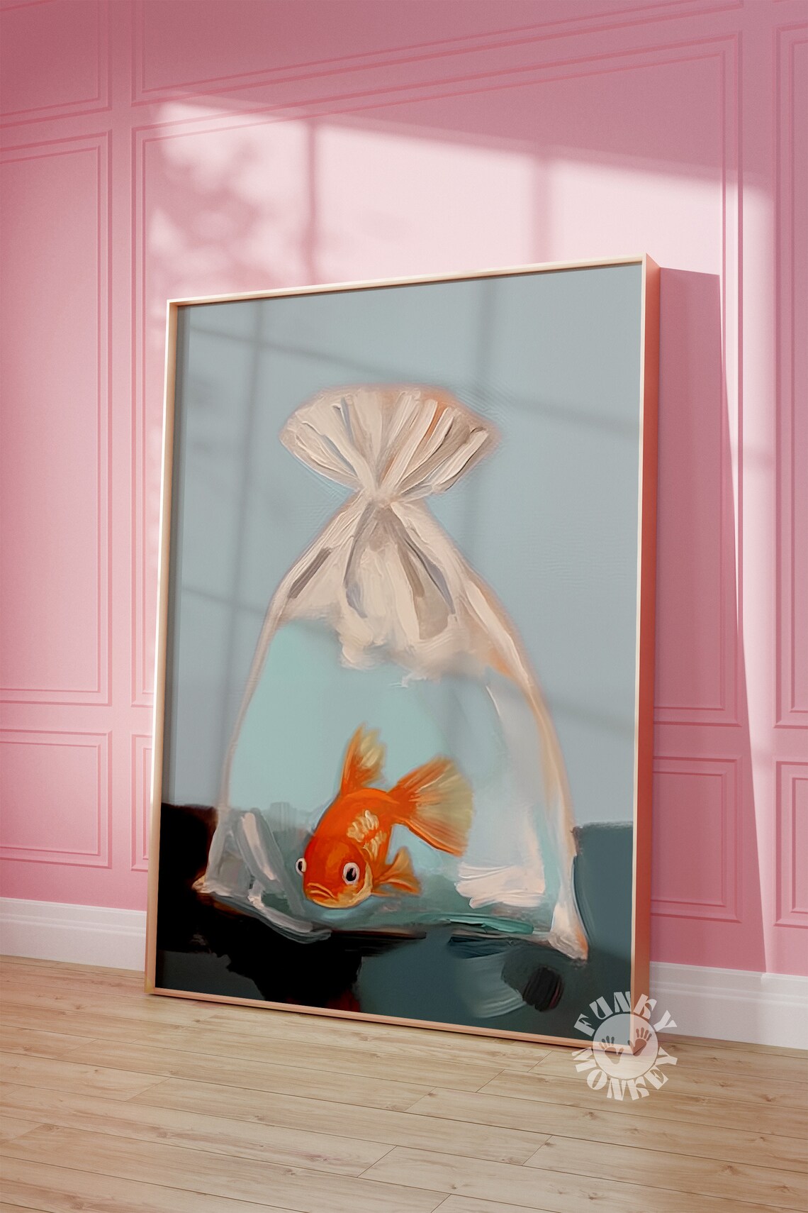 Retro Gold Fish Art Print, Preppy Dorm Decor