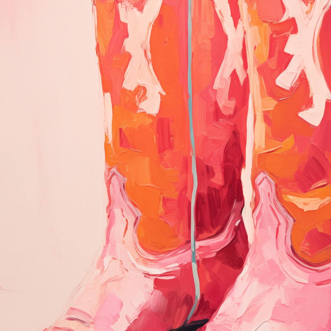 Retro Cowgirl Boots Art Print, Western Trendy Decor