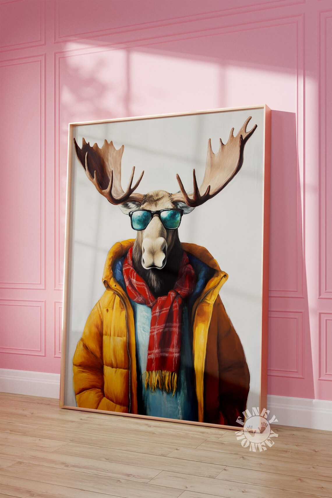 Winter Animal Print Funny Moose Christmas Art Print