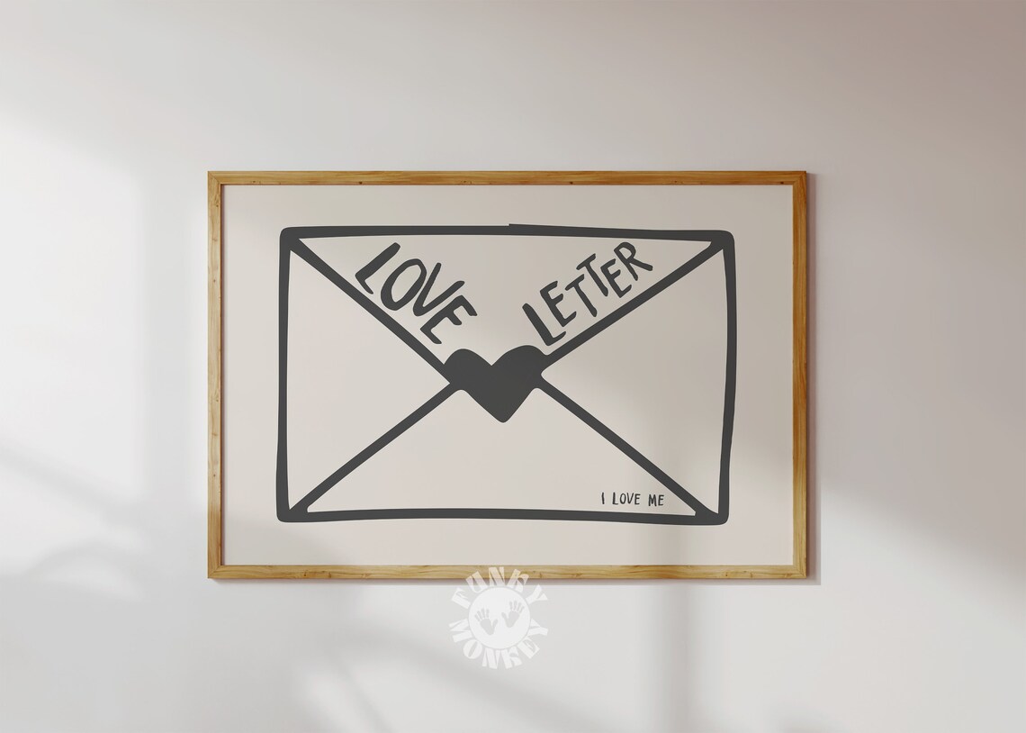 Love Letter Envelope Line Drawing I Love Me Self Love Poster