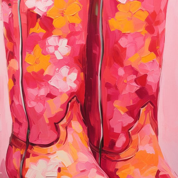 Funky Cowgirl Boots Retro Western Art Print