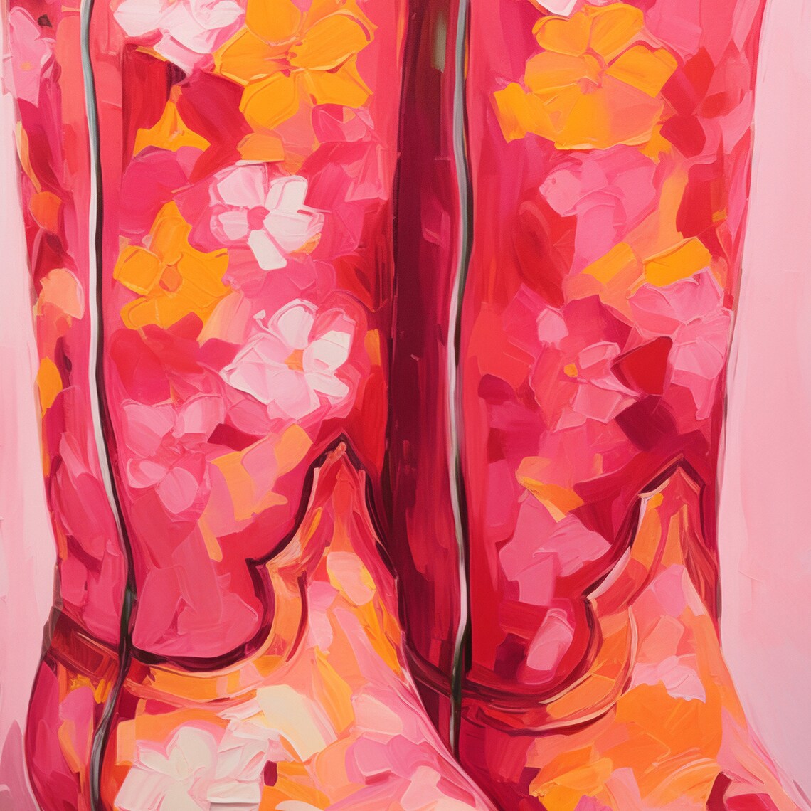 Funky Cowgirl Boots Retro Western Art Print