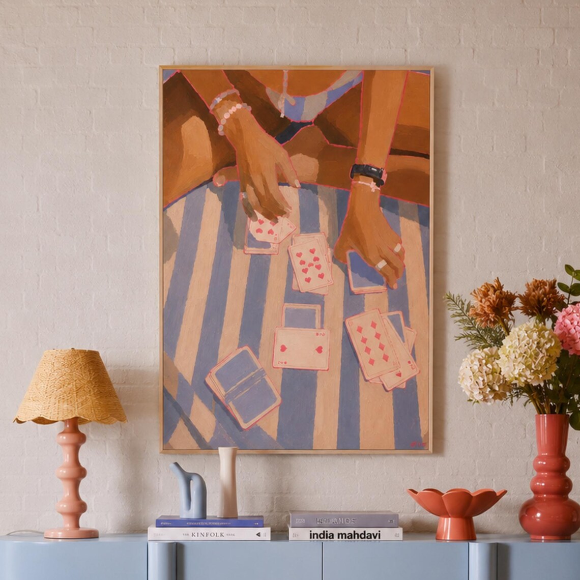 Poolside Card Game Poster, Coastal Decor