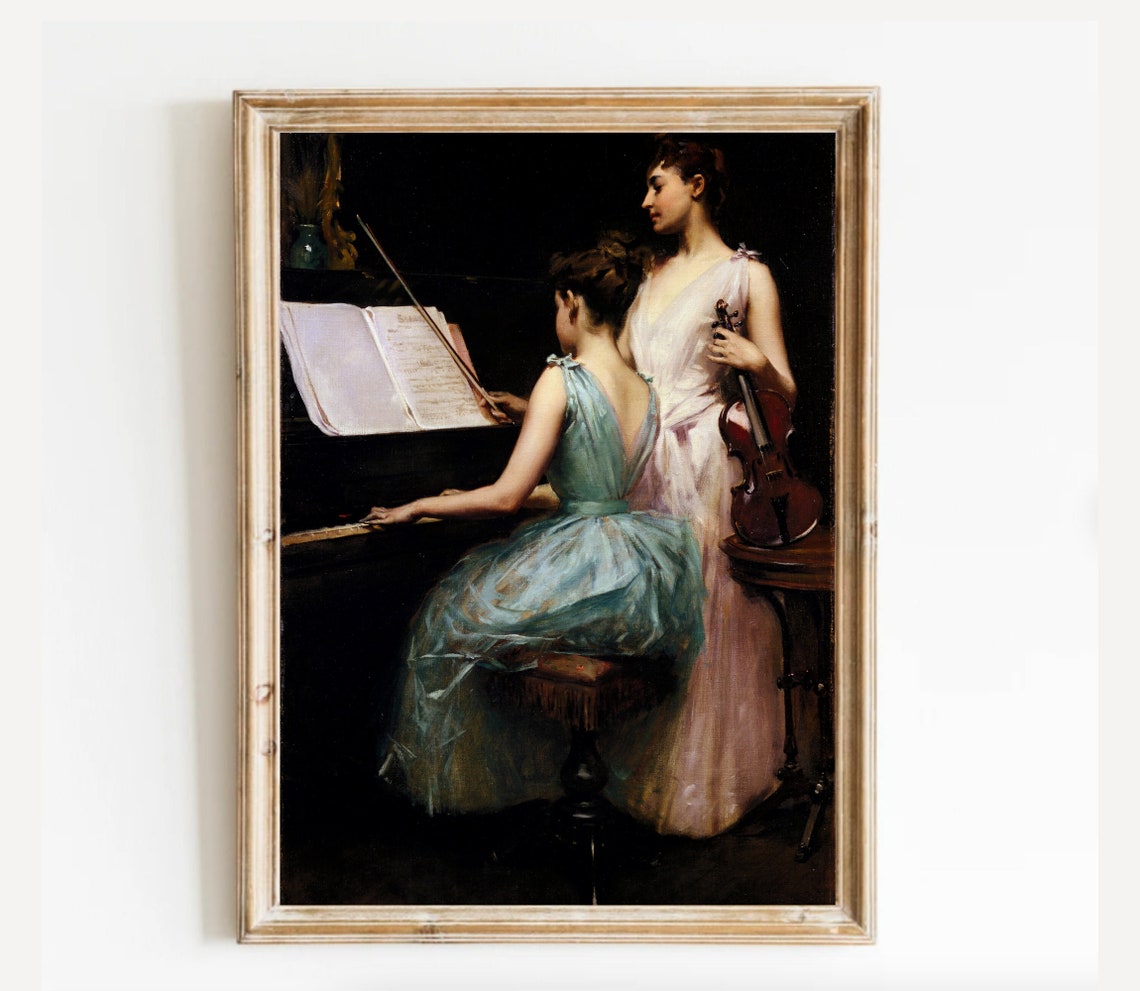 Elegant Pianist And Violinist Playing A Classical Duet Poster