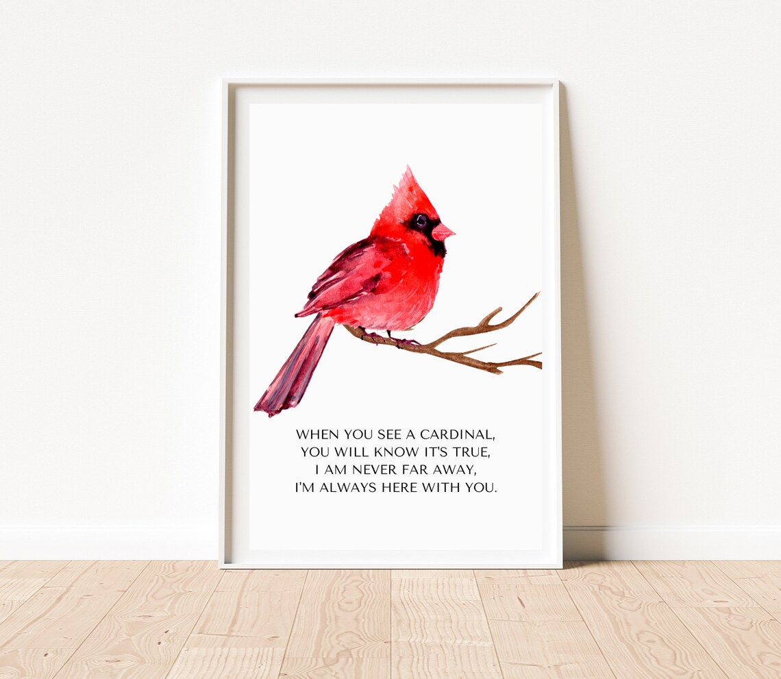 Cardinal Remembrance Quote Large Red Watercolor Cardinal Poster - Image 2