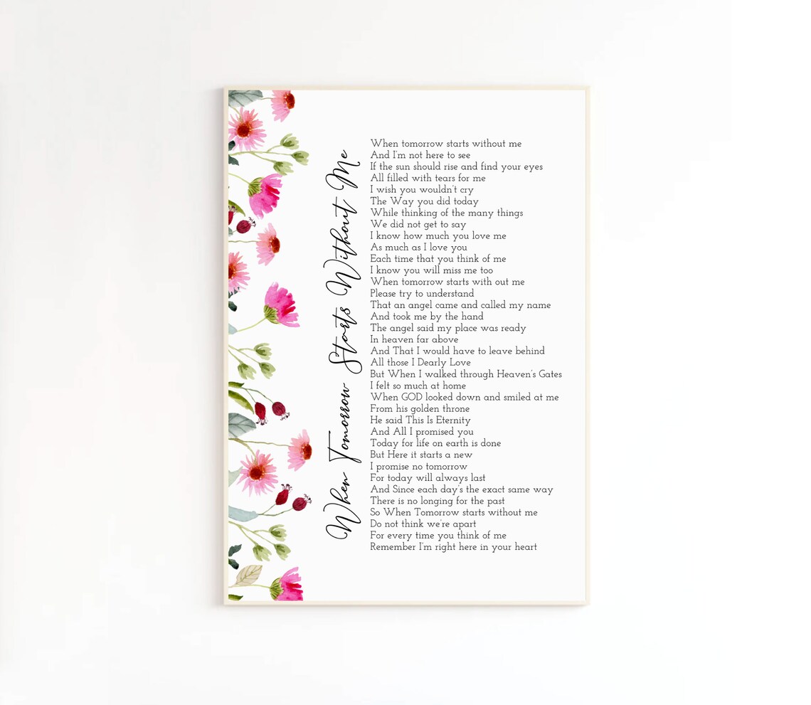 When Tomorrow Starts Without Me Wildflower Watercolor Memorial Poster - Image 2
