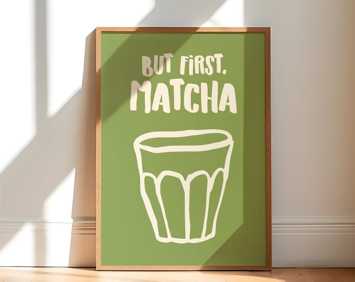 Matcha Latte Print, Modern Kitchen Wall Art