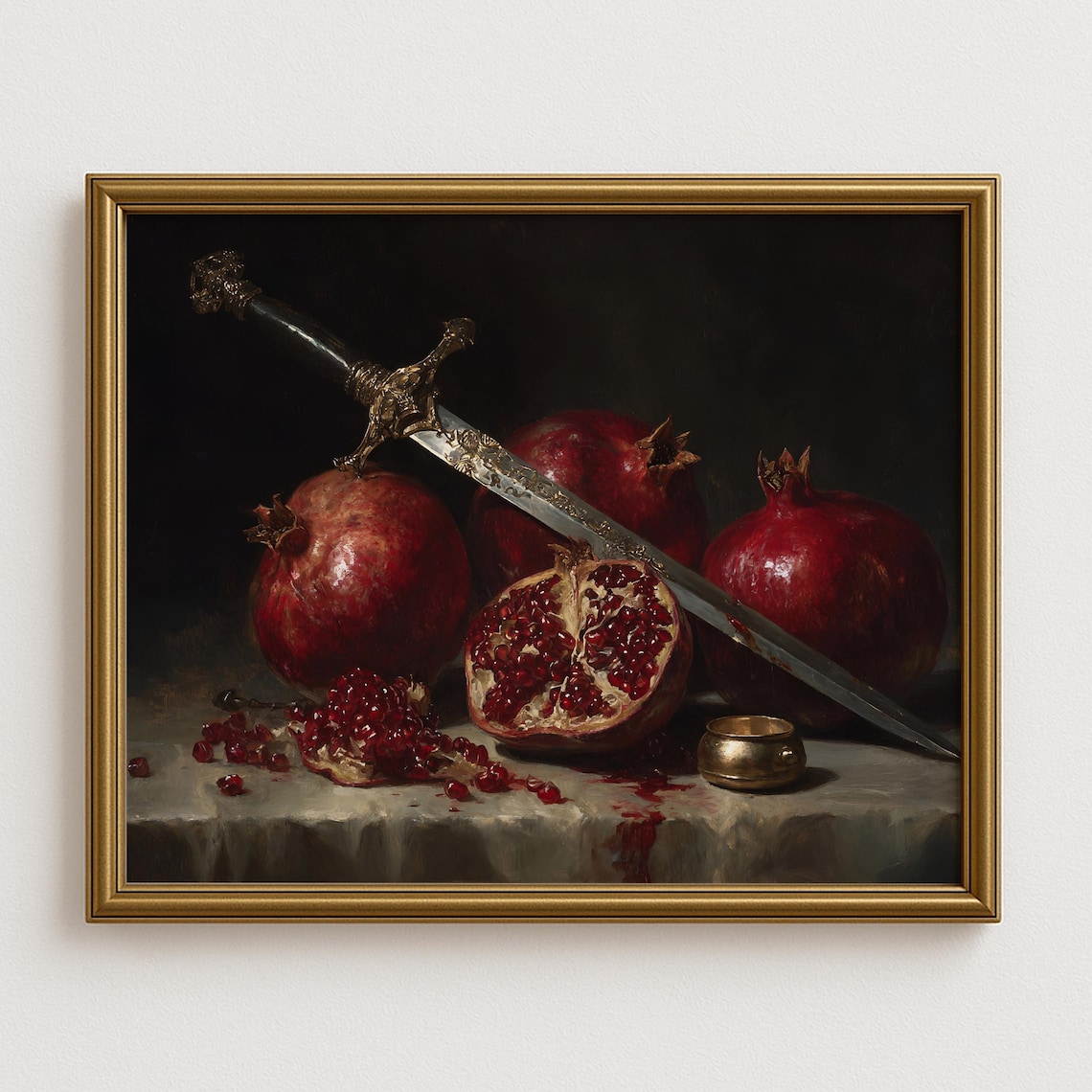 Dark Academia Pomegranate Still Life Art Print