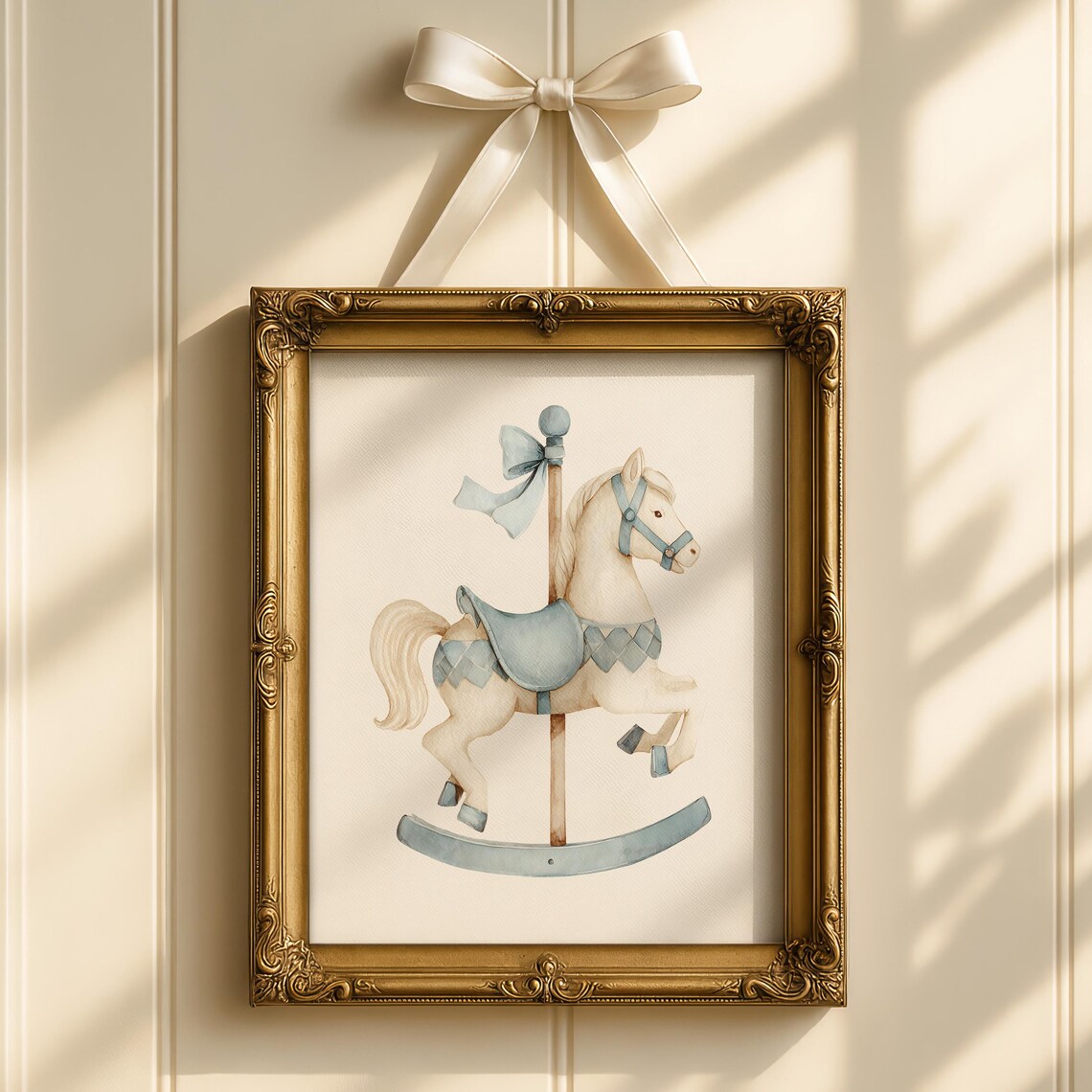 Vintage Carousel Baby Boy Nursery Art Print