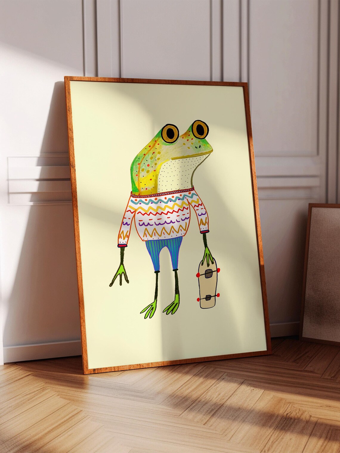 Hipster Frog Art Print, Kids Skateboarding Poster