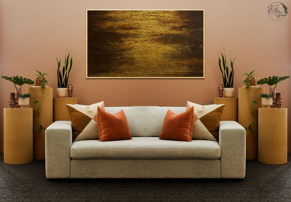 Golden Texture Abstract Wall Art Print, Modern Decor - Image 3