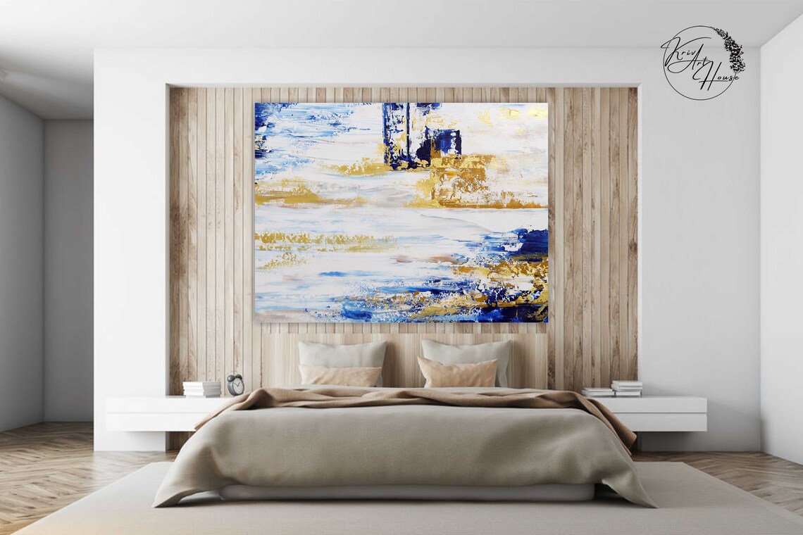 Blue Orange Modern Wall Art Print, Bedroom Decor - Image 2