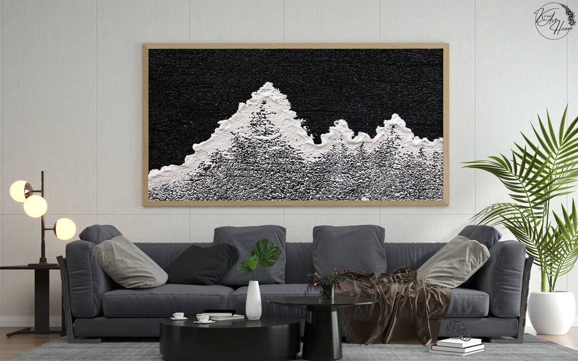 Minimalist Mountain Abstract, Black And White Art Print - Image 4
