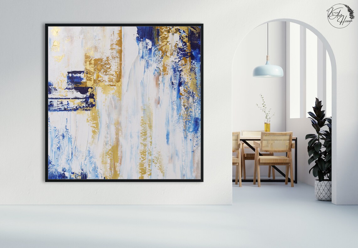Blue Orange Modern Wall Art Print, Bedroom Decor - Image 4