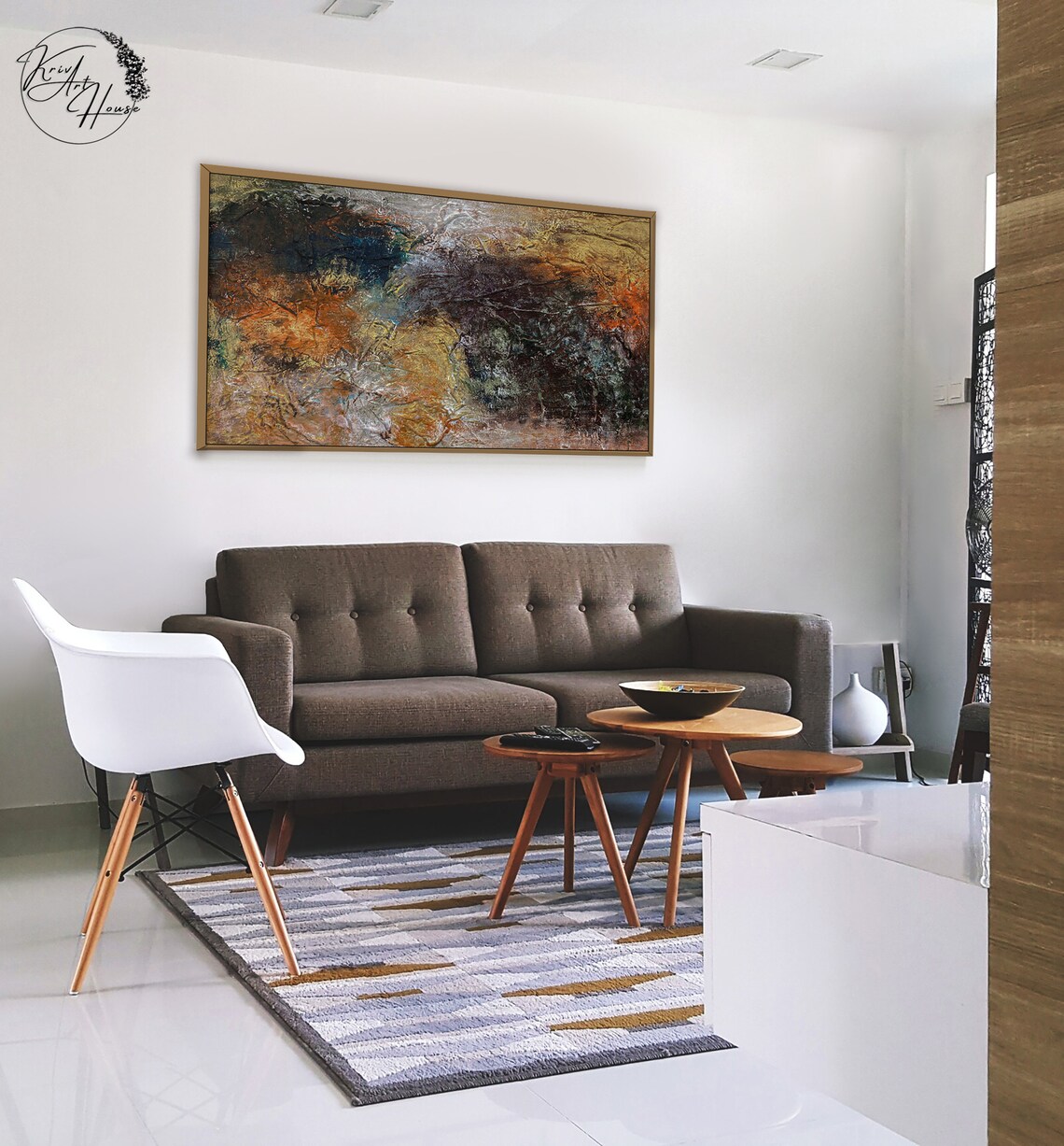 Modern Abstract Painting, Neutral Wall Art Print - Image 2