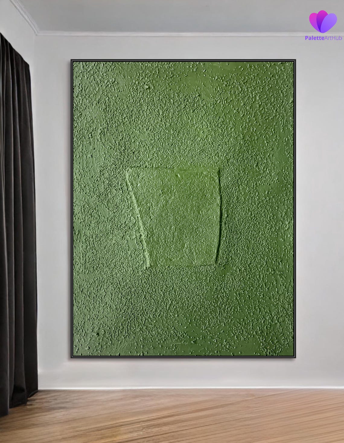 Moss Green Raised Square Textured Bold Modern Abstract Poster - Image 3
