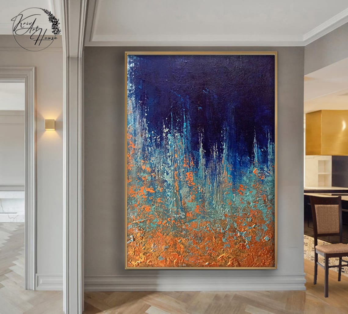 Blue Abstract Painting, Oversized Wall Art Print - Image 4