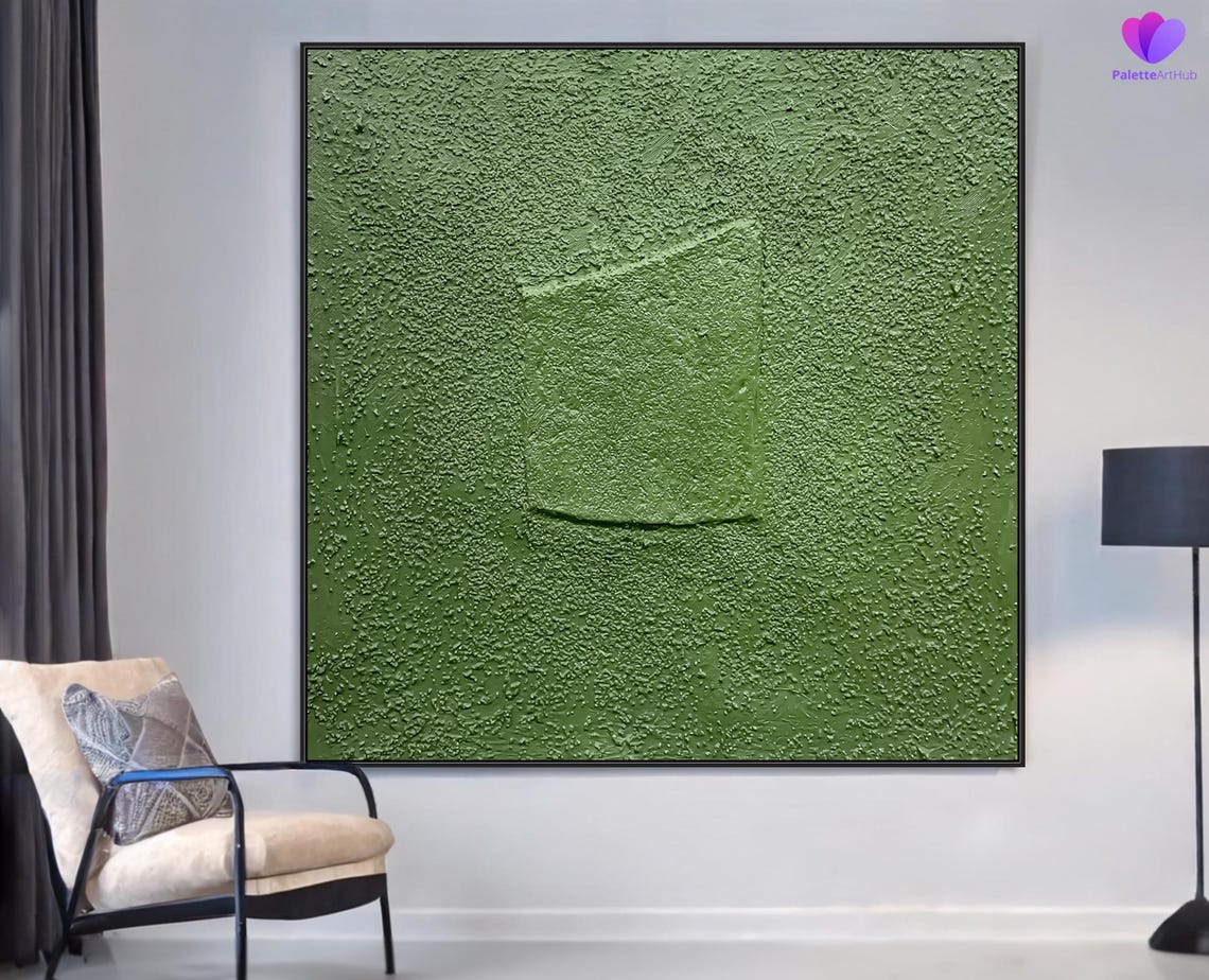 Moss Green Raised Square Textured Bold Modern Abstract Poster - Image 4