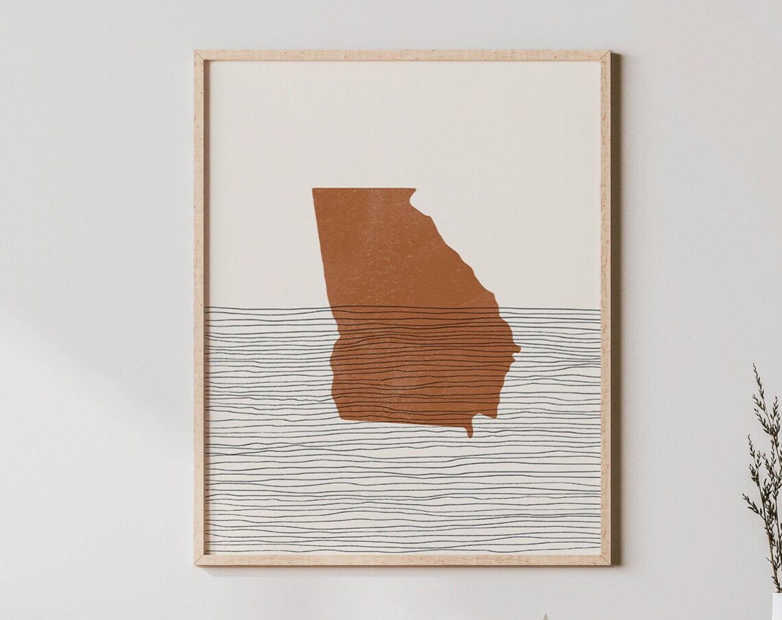 Georgia Boho Mid-Century State Map Art Print